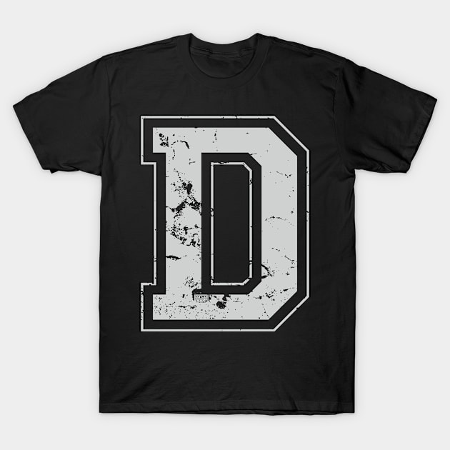 Initial Letter D Gray Jersey Sports Athletic Player T-Shirt by porcodiseno